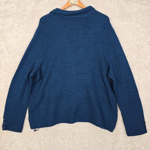 Talbots Womens Cardigan Sweater Size 3X Blue Button Up‎ Merino Wool Knit Jacket - Picture 8 of 13